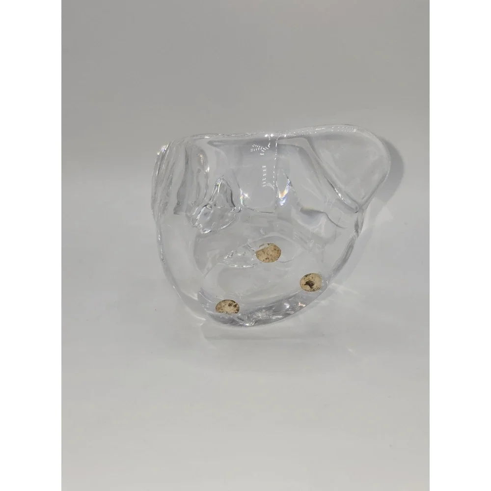 Vannes France Crystal Owl Votive Candle Holder Clear Art Glass